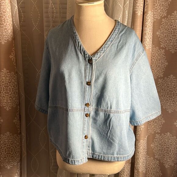 EVELYN & ARTHUR denim top size large - Picture 1 of 6